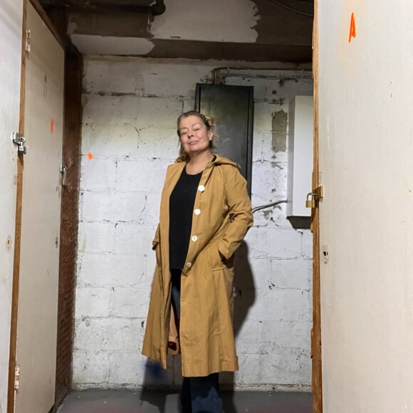 Light Beige Trench Coat with hoodie - Picture 5 of 9